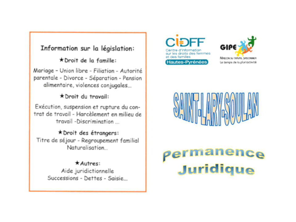 Permanences juridiques CIDFF en partenariat avec le GIPE