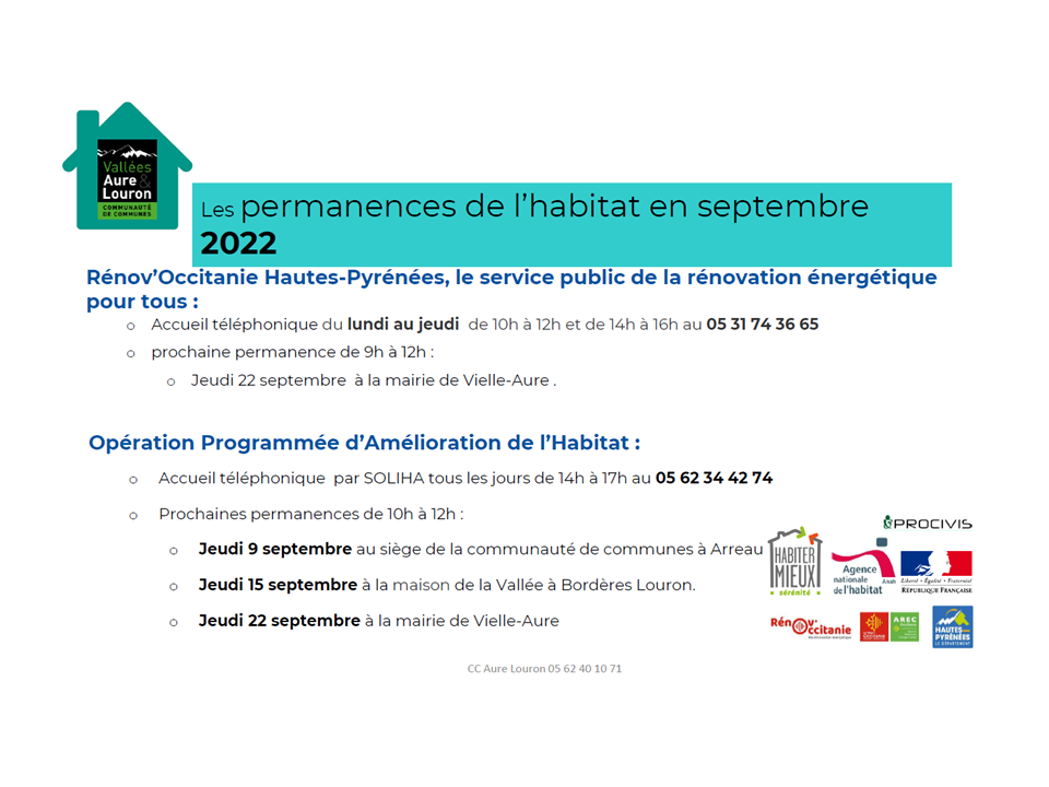 Les permanences de l'Habitat en septembre 2022