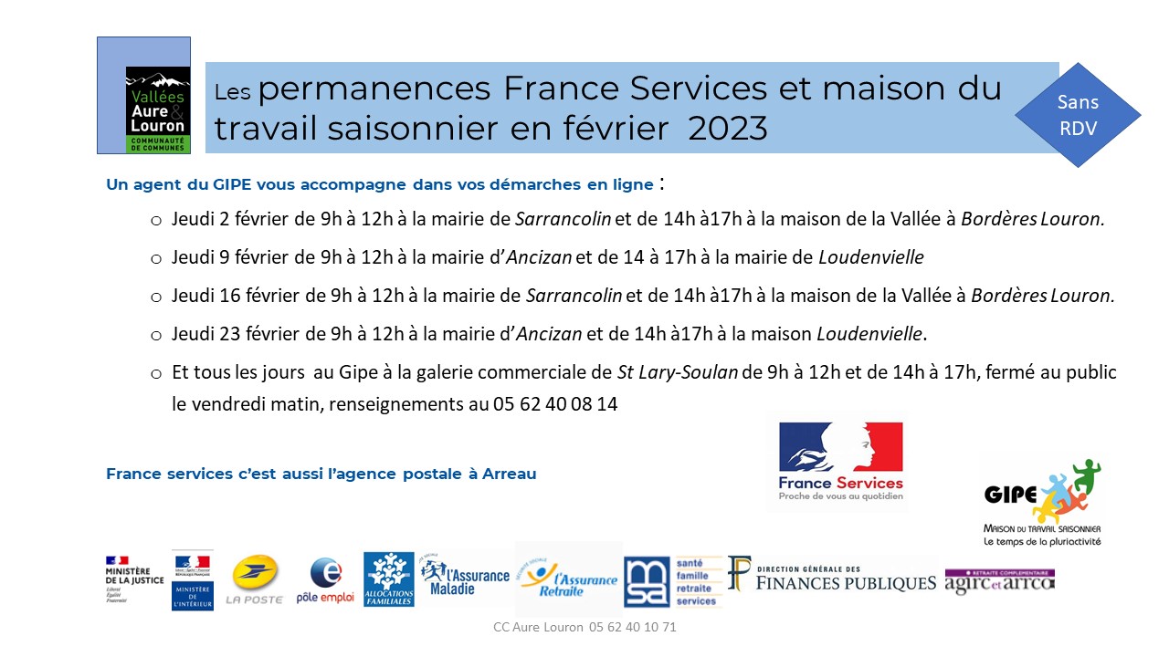 Les permanences France Services du GIPE en février 2023